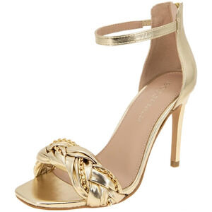 BCBGeneration Women Isabel Ankle Strap Sandals Size US 11M Platino Gold Woven